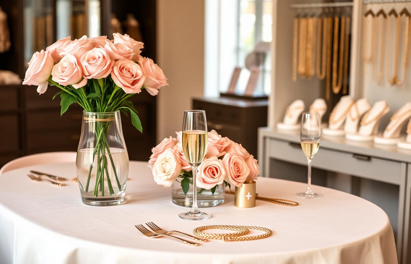 Elegant permanent jewelry party table setup