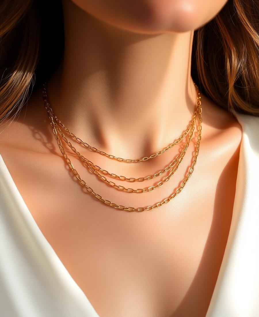 Layered gold permanent necklaces